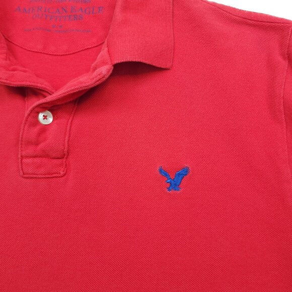 American Eagle Outfitters Mens Red Polo Shirt M 100% Cotton Short Sleeve - Picture 2 of 8